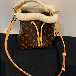 Louis Vuitton Brown Monogram Crossbody Bag with Cream Trim